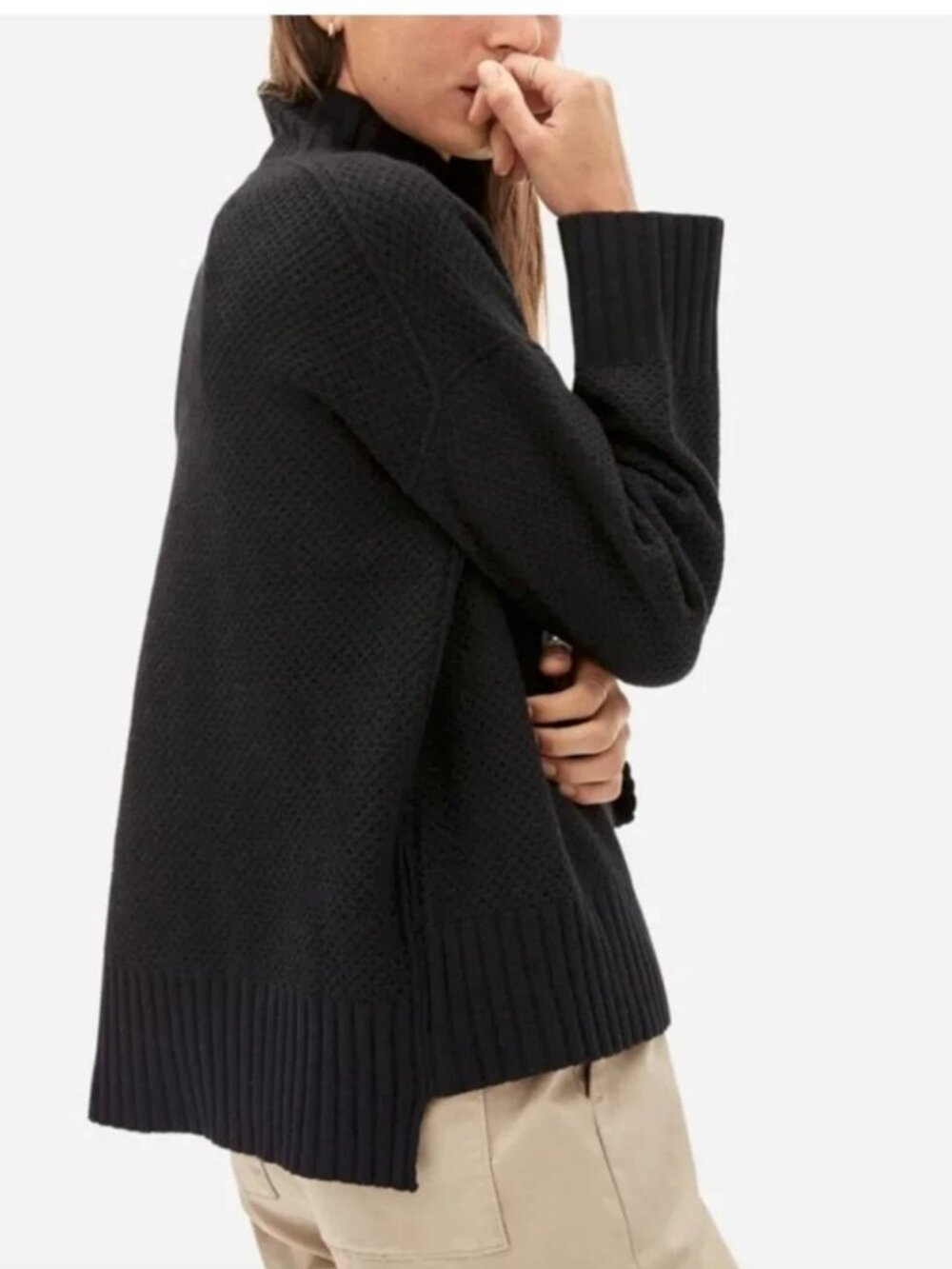 Everlane Recycled Cashmere Stroopwafel Waffle Knit Turtleneck
